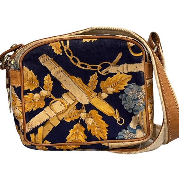 LOEWE Vintage Rare Botanical Pattern Cotton & Leather Authentic Crossbody Bag - Picture 1 of 7